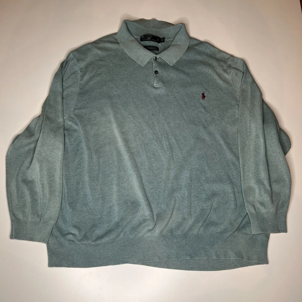 Polo Ralph Lauren Mens 3XB Big Sage Green 100% Pima Cotton Long Sleeve Sweater